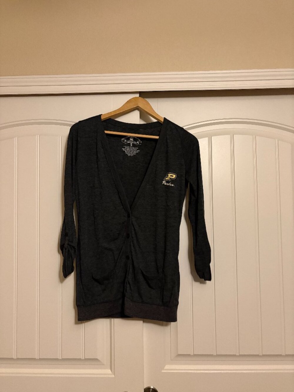 Purdue Boilermakers Gray Cardigan Women's Small Long Sleeve Colosseum Button Up